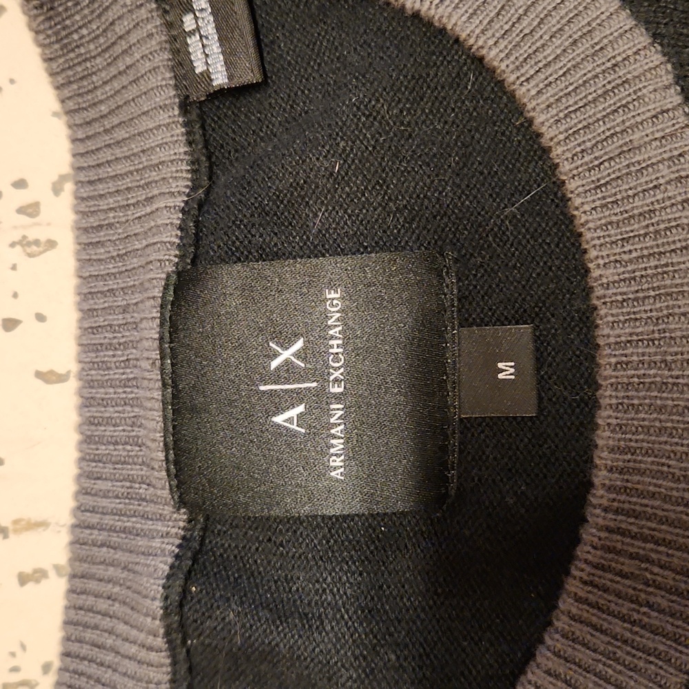 Armani Exchange Spell Out Logo Pullover Crewneck Knit Sweater Grey And Black - Picture 4 of 10